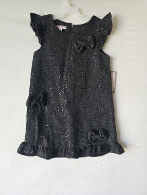 NWT Katie M. Black Tweed Sequin Holiday Party Dress Size 6